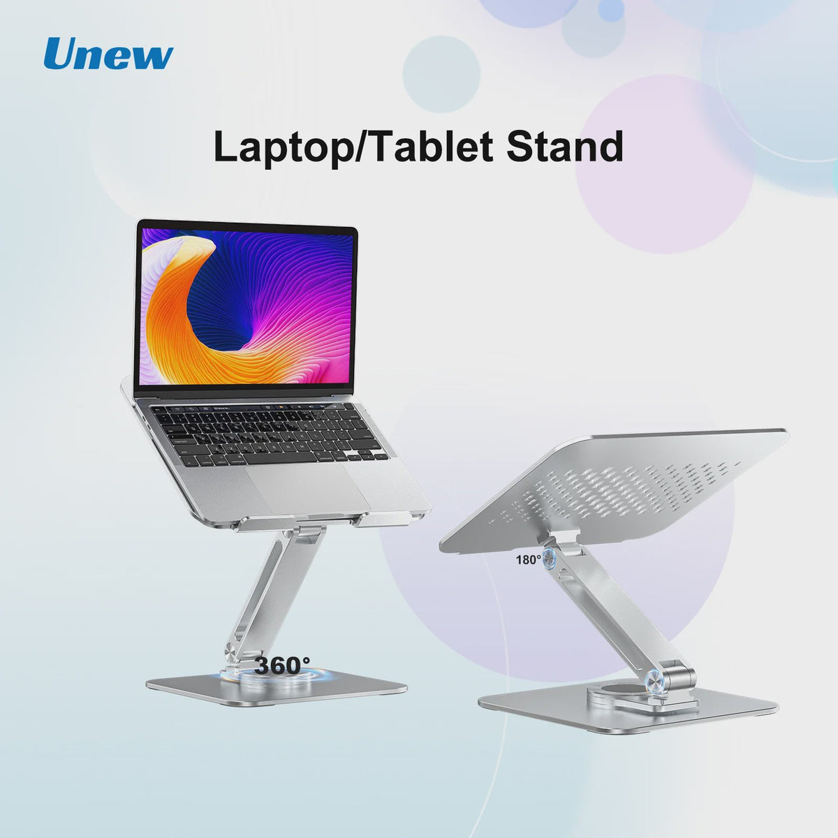 Verstelbare Aluminium Laptopstandaard met 360° Rotatie & Anti-slip Basis - Ideaal voor Laptop, Tablet & Monitor