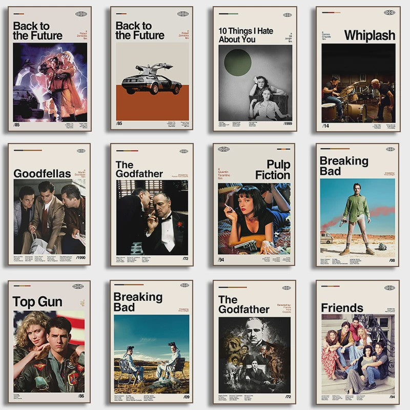 Iconische Film & TV Canvas Posters: Friends, Back to the Future, Pulp Fiction, The Godfather