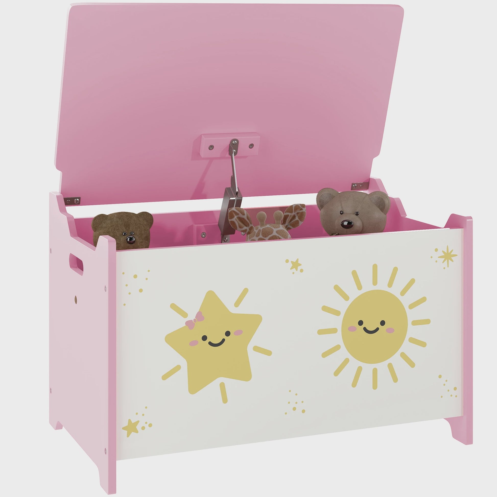 Roze Speelgoedkist met Deksel en Veiligheidsscharnieren - Ruim en Decoratief