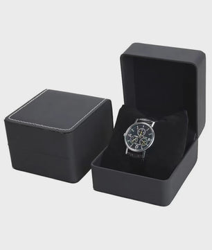 Stijlvolle Zwarte Horloge Cadeaubox - PU Leer, Inclusief Kussen - Perfect voor Mannen