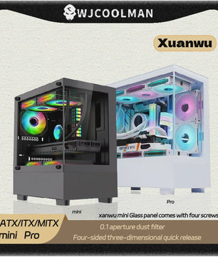 WJCOOLMAN Xuanwu Mini/Pro PC Behuizing - M-ATX/ITX, 270° Panoramisch Uitzicht