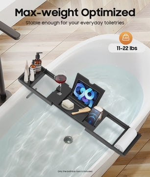 Verstelbare Badkuip Tray met Wijnglas & Tablet Houder - Luxe Bad Accessoire Organizer