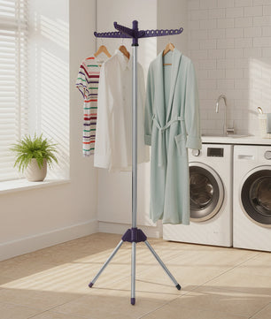 SONGMICS Opvouwbaar Kledingrek - RVS Droogrek met 360° Draaibare Arm, 27 Stuks Capaciteit