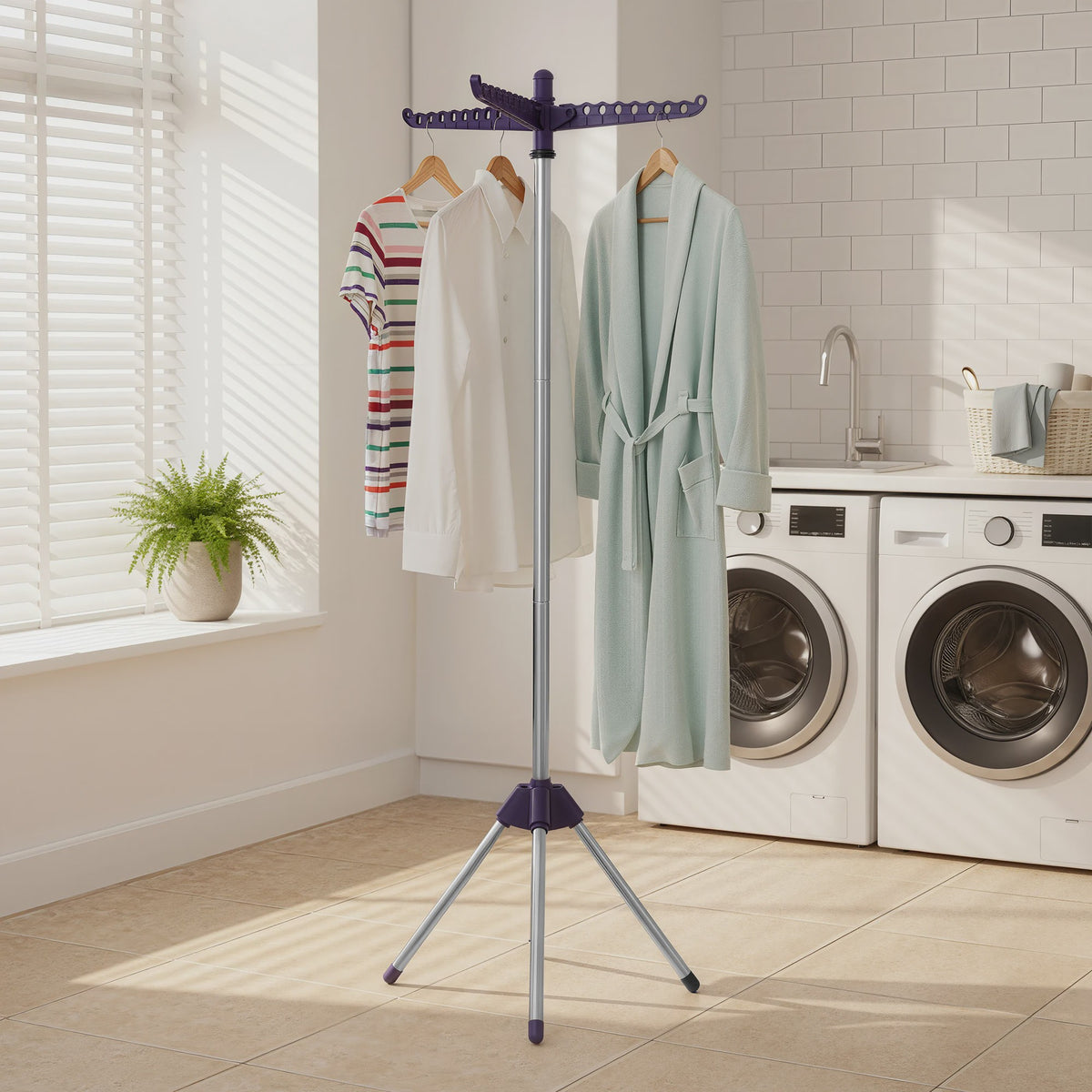 SONGMICS Opvouwbaar Kledingrek - RVS Droogrek met 360° Draaibare Arm, 27 Stuks Capaciteit