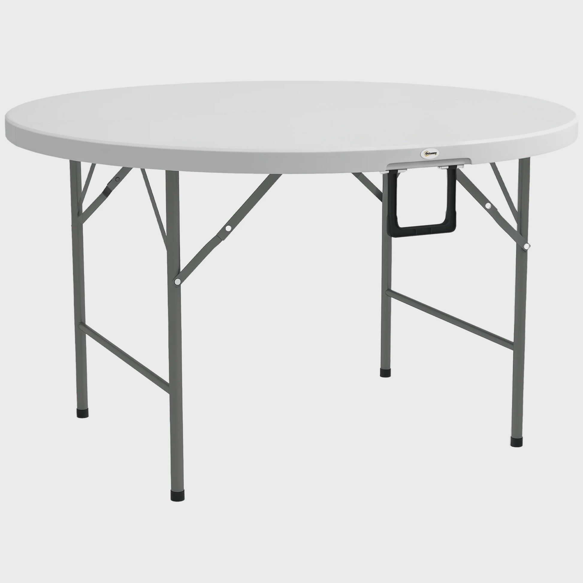 Outsunny Ronde Klaptafel Ø122 cm voor 6 Personen - Duurzaam HDPE & Metaal