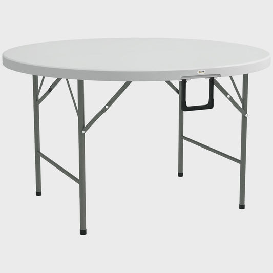 Outsunny Ronde Klaptafel Ø122 cm voor 6 Personen - Duurzaam HDPE & Metaal