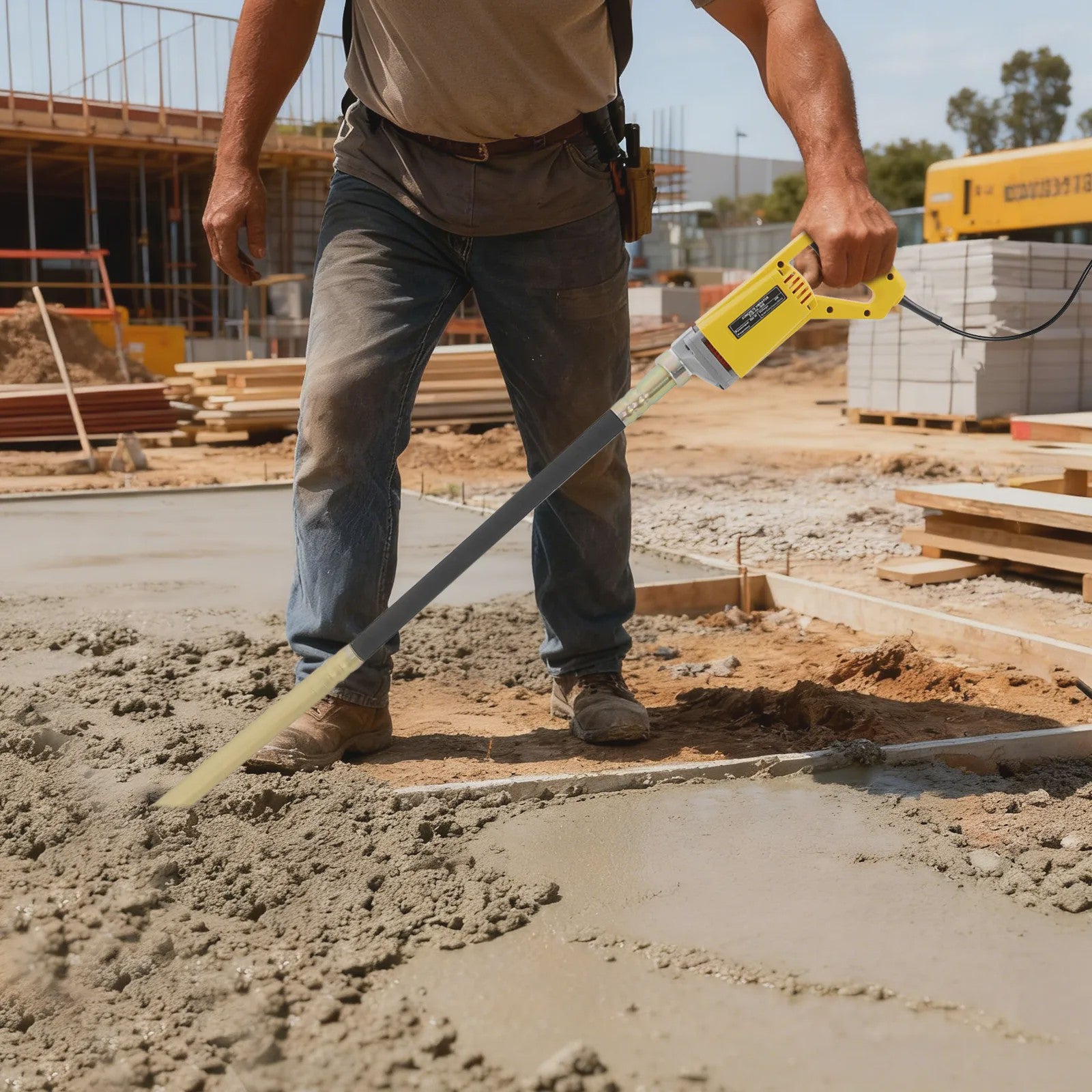 800W Betonnen Trilnaald met 1m Schacht - Krachtige Bouwtool voor Efficiënte Verdichting