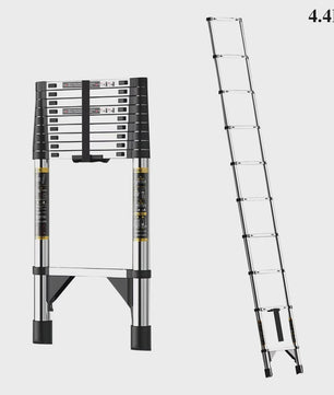 2.6M-6.3M Telescopische Ladder van Roestvrij Staal met Afneembare Haken & Stabilisator Bar - EN131 Gecertificeerd, 150kg Max