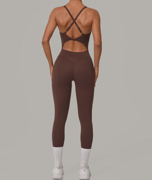 Sportieve Dames Jumpsuit met Open Rug en Kruisbanden - Perfect voor Yoga, Fitness & Zomer