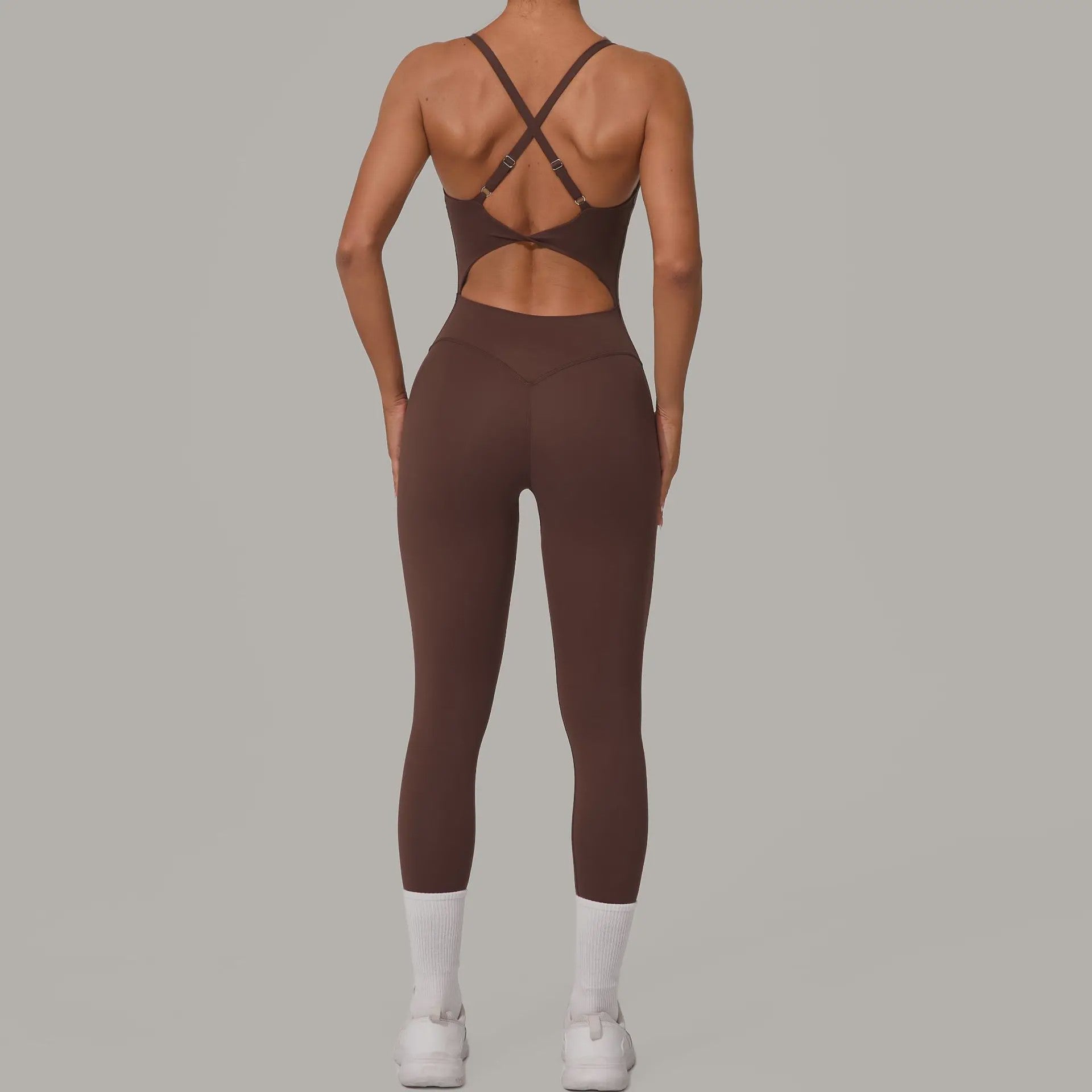 Sportieve Dames Jumpsuit met Open Rug en Kruisbanden - Perfect voor Yoga, Fitness & Zomer