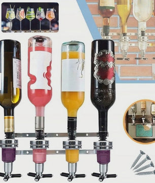 Wandmontage Drankdispenser voor 4 Flessen - Bar Accessoire