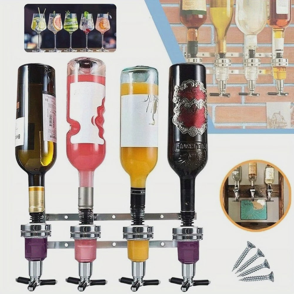 Wandmontage Drankdispenser voor 4 Flessen - Bar Accessoire