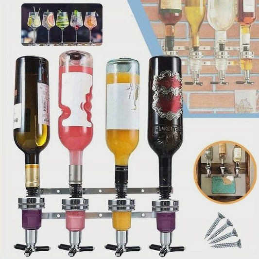 Wandmontage Drankdispenser voor 4 Flessen - Bar Accessoire