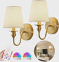 Draadloze Wandlamp Goud met Afstandsbediening & 15 Kleuren LED - Oplaadbaar, Dimbaar, Stoffen Kap