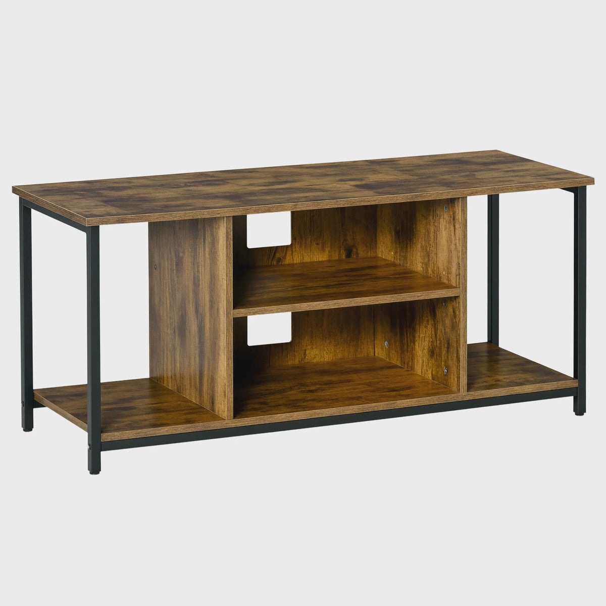 HOMCOM furniture TV cm TV TV furniture up to 55 inch with open compartments and adjustable shelf, industrial TV bench for bedroom, living room, rustic brown