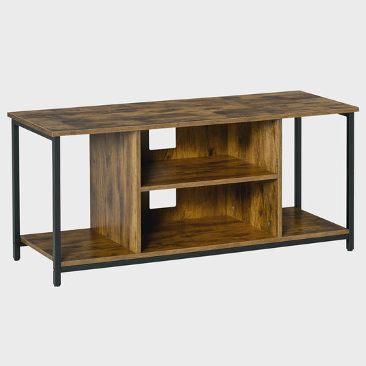 HOMCOM furniture TV cm TV TV furniture up to 55 inch with open compartments and adjustable shelf, industrial TV bench for bedroom, living room, rustic brown