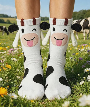 Schattige 3D Kinder Sokken met Dierenprints - Konijn, Koe, Kikker, Hond & Meer!