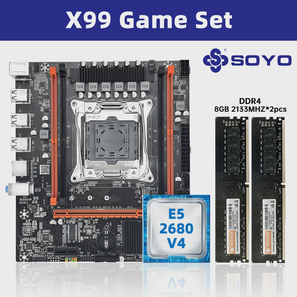 SOYO X99 Moederbord Kit met Intel Xeon E5 2680 V4 CPU en 16GB DDR4 RAM