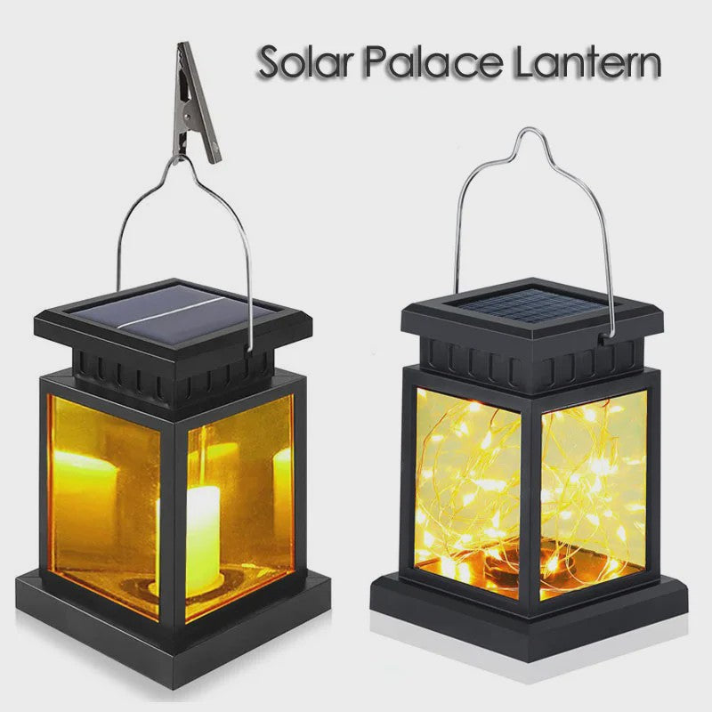 Retro Solar Lantaarn met LED Kaarslicht - Tuinverlichting & Decoratie