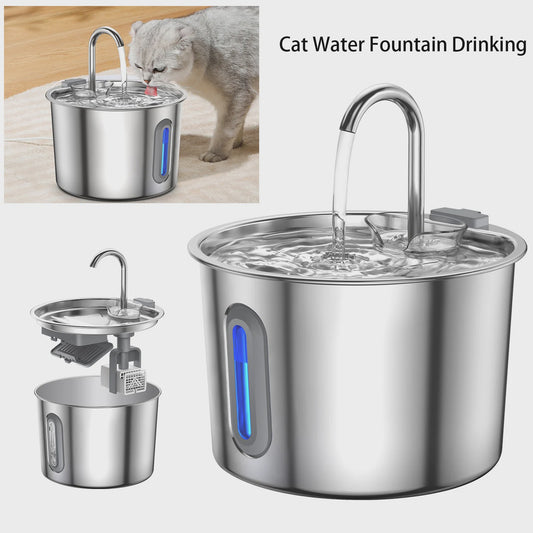 RVS Katten Drinkfontein 2.2L - Vaatwasserbestendig & Stille Pomp