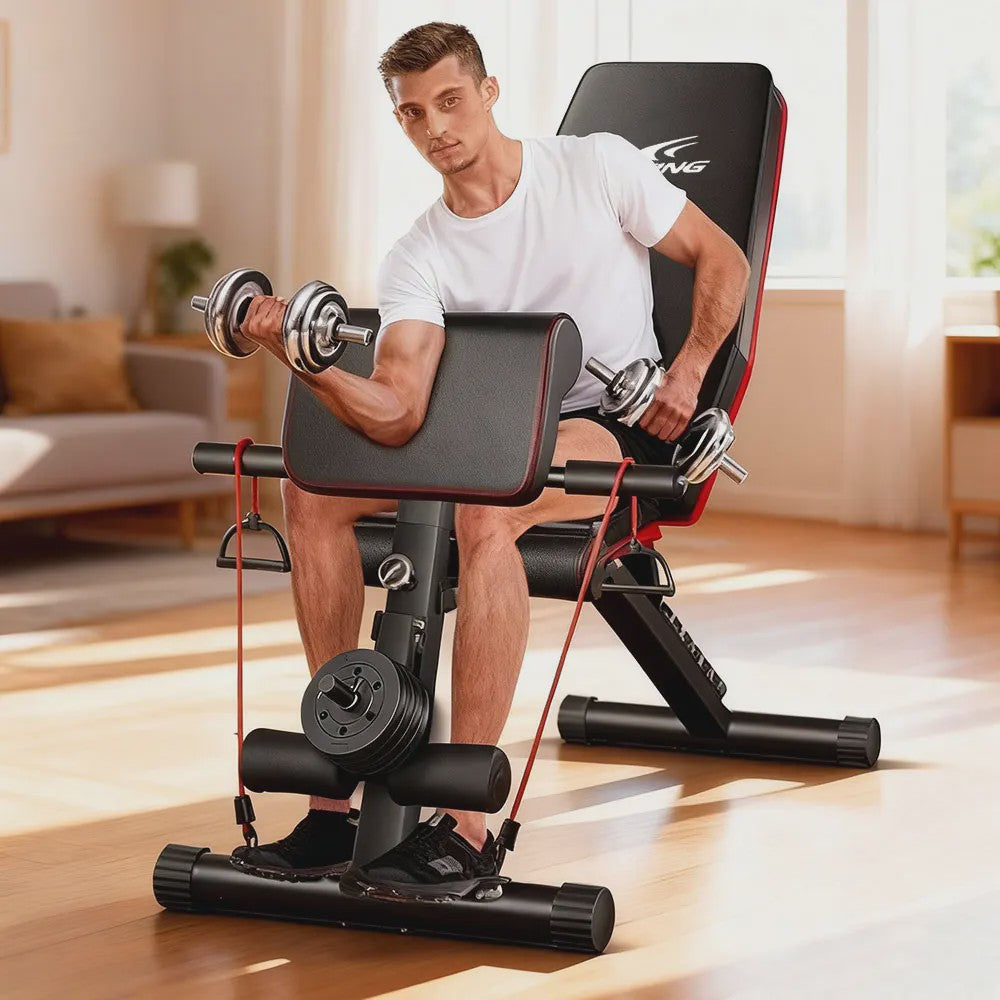 Verstelbare Trainingsbank voor Krachttraining - Multifunctioneel & Draagbaar Fitnessapparaat