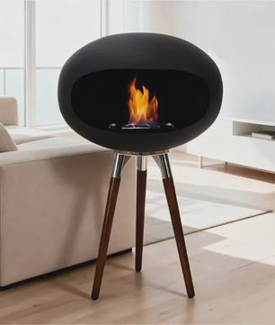 Vrijstaande Bio-ethanol Haard - Ovalen Bol Design met Echte Vlam