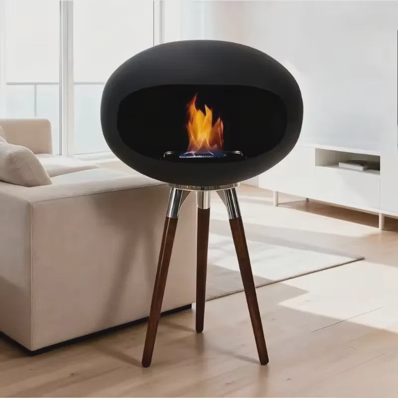 Vrijstaande Bio-ethanol Haard - Ovalen Bol Design met Echte Vlam