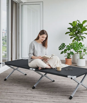 Lichtgewicht Campingbed Opvouwbaar met Stalen Frame en Opbergzak - Draagbaar & Duurzaam