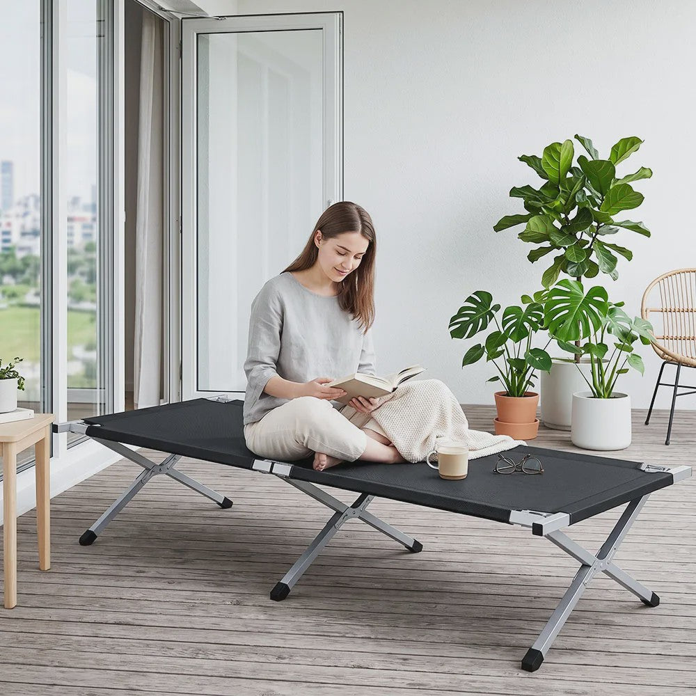 Lichtgewicht Campingbed Opvouwbaar met Stalen Frame en Opbergzak - Draagbaar & Duurzaam