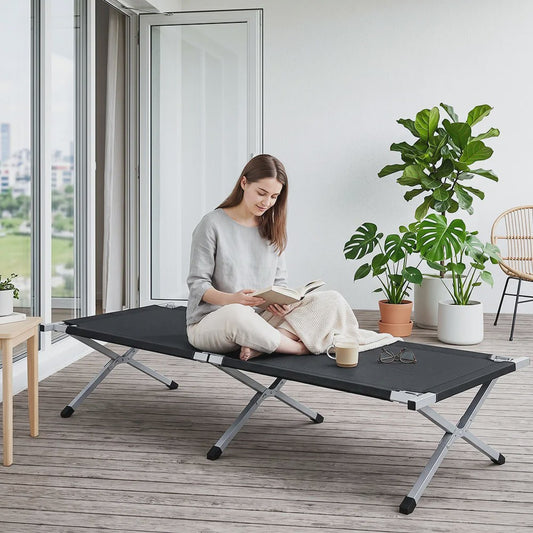 Lichtgewicht Campingbed Opvouwbaar met Stalen Frame en Opbergzak - Draagbaar & Duurzaam
