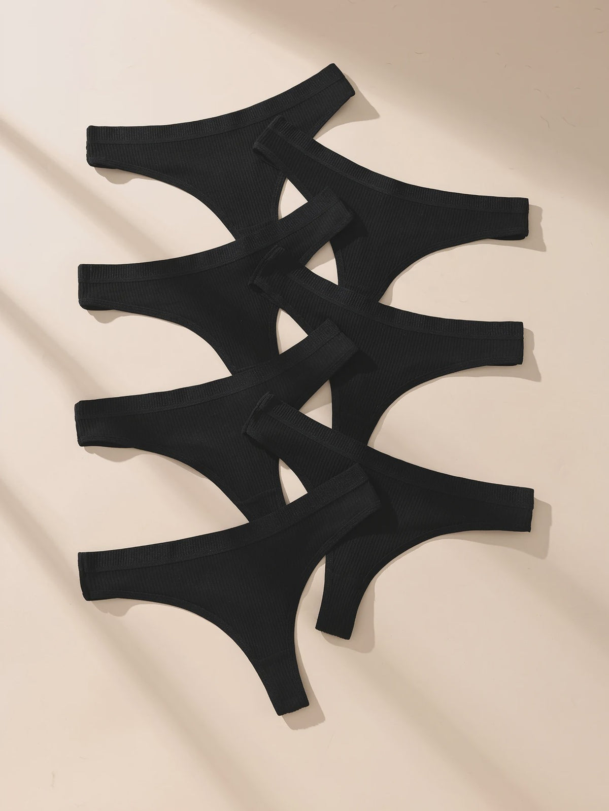 7-Delige Dames Katoen Strings Set - Zwart, Gestreept & Zacht - Comfortabele Tanga Ondergoed