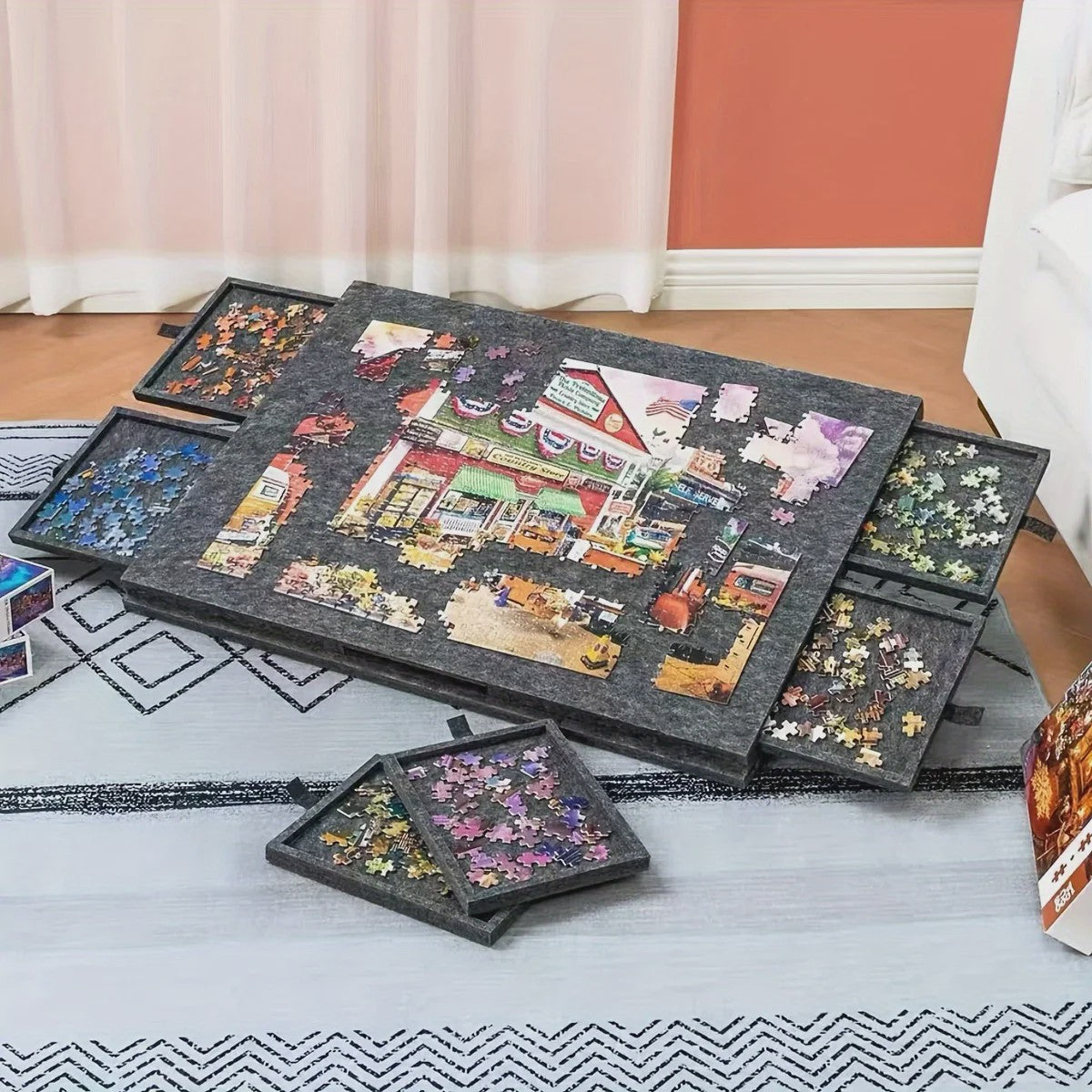 Puzzelbord met 6 Lades - Draagbare Non-Slip Organizer voor 1000 Stukjes