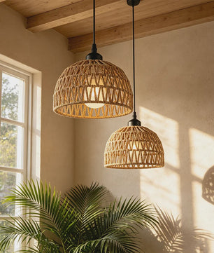 Hanglamp Gevlochten Hennep Touw met E27 Fitting - 1.2m Verstelbaar - Sfeervolle Decoratie