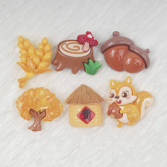 Herfst Cabochons: Eekhoorn, Tarwe & Meer - DIY Knutselaccessoires voor Kinderen