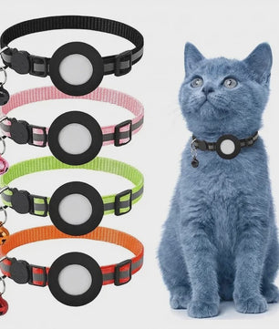 Verstelbare Airtag Kattenhalsband met Veiligheidsgesp, Bel & Reflectie - Anti-Verlies Tracker Houder