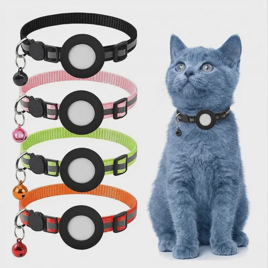 Verstelbare Airtag Kattenhalsband met Veiligheidsgesp, Bel & Reflectie - Anti-Verlies Tracker Houder