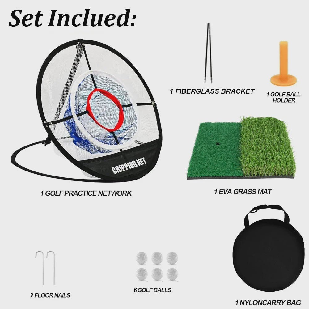 Pop-Up Golf Chipping Net met Oefenmat - Draagbaar & Opvouwbaar voor Perfecte Swing Oefening