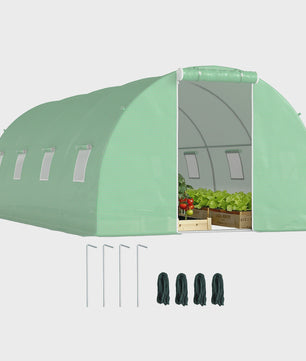 Outsunny Tunnelkas 18m² - 6x3x2m - Groene PE Tunnelkas met Ritsdeur en Ramen