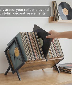 Stijlvolle Retro Vinylplatenhouder & LP Opbergrek - Minimalistisch Bureau Display