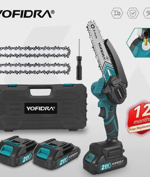 YOFIDRA 6-Inch Snoerloze Elektrische Kettingzaag - Krachtig Snoeien & Houtkloven (21V Batterij)