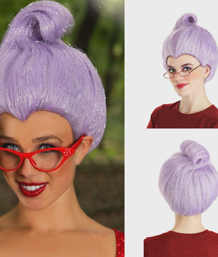 HAIRJOY Lila Sprookjesfee Pruik - Kort Synthetisch Haar met Glitters voor Carnaval & Cosplay