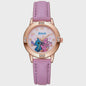 Schattig Stitch Kinderhorloge met Leren Band en Kristallen Wijzerplaat - Perfect Cadeau