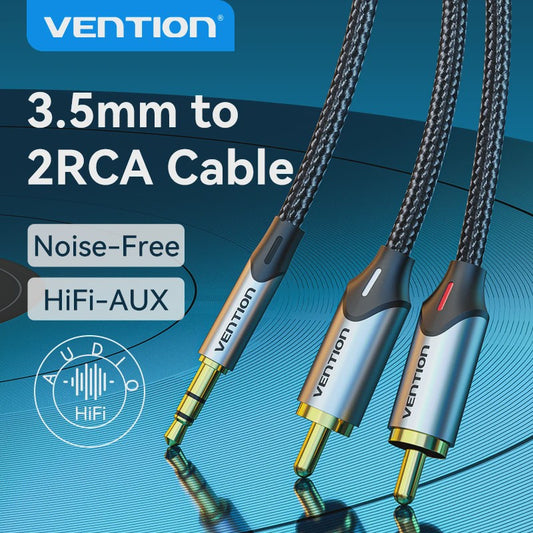 Vention 3.5mm Jack naar 2 RCA Audiokabel - HiFi Stereo AUX Kabel voor Home Theater & Versterkers