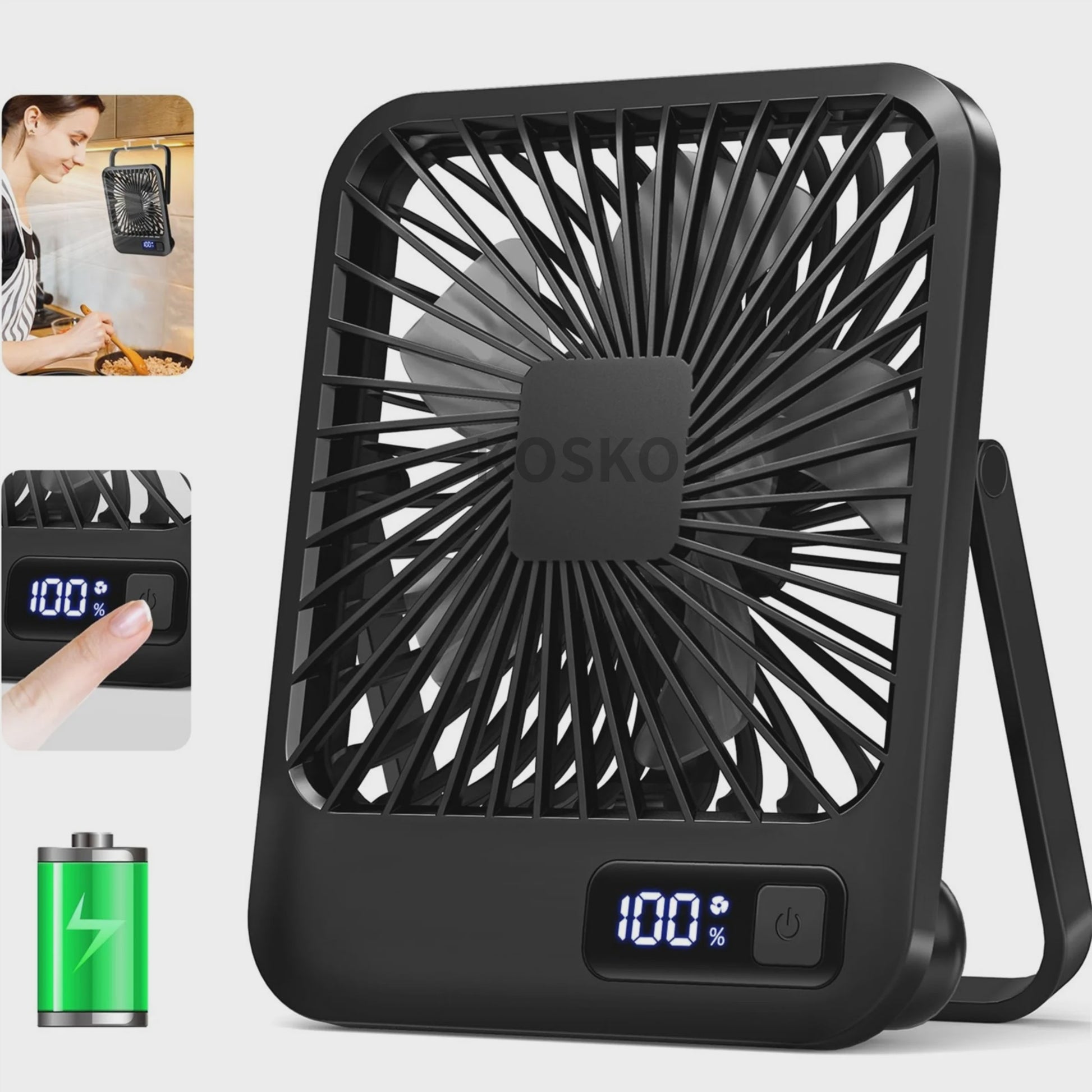Draagbare USB Ventilator met 5 standen, 180° kantelbaar en stil