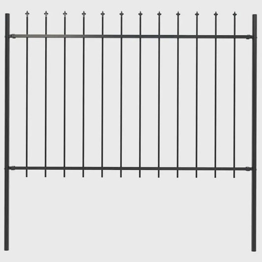 Stalen Tuinafzetting met Speerpunten - 181x120cm Zwart
