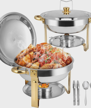 Chafing Dish Buffet Set RVS met Gouden Accent - 2 of 4 Stuks