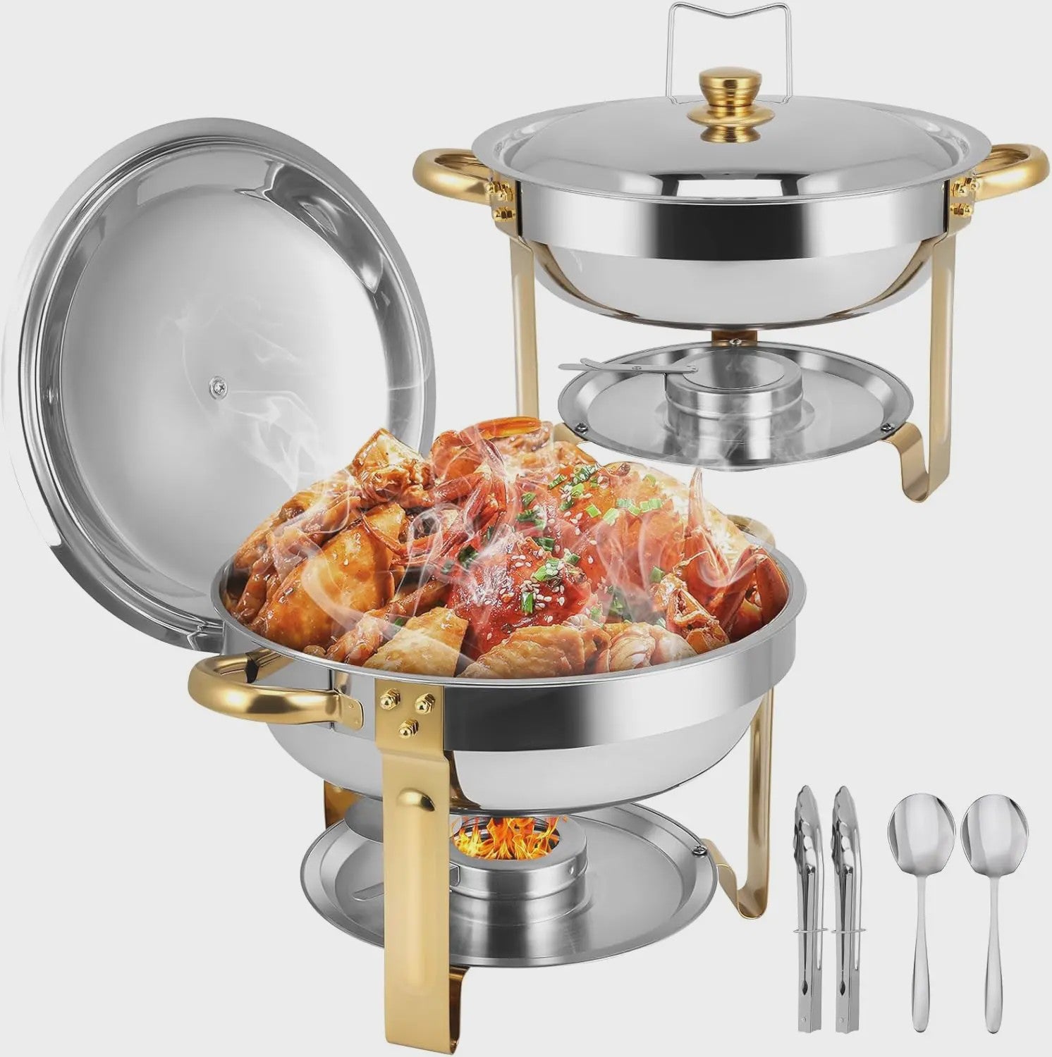 Chafing Dish Buffet Set RVS met Gouden Accent - 2 of 4 Stuks
