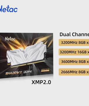 Netac DDR4 RAM Geheugen 16GB/32GB Kit - 3200MHz/3600MHz met Heatsink & XMP 2.0