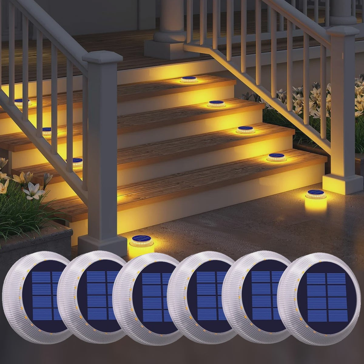 Solar Buitenlampen Warm Wit - IP68 Waterdicht - Oplaadbaar - Voor Oprit, Trap, Dek & Tuin