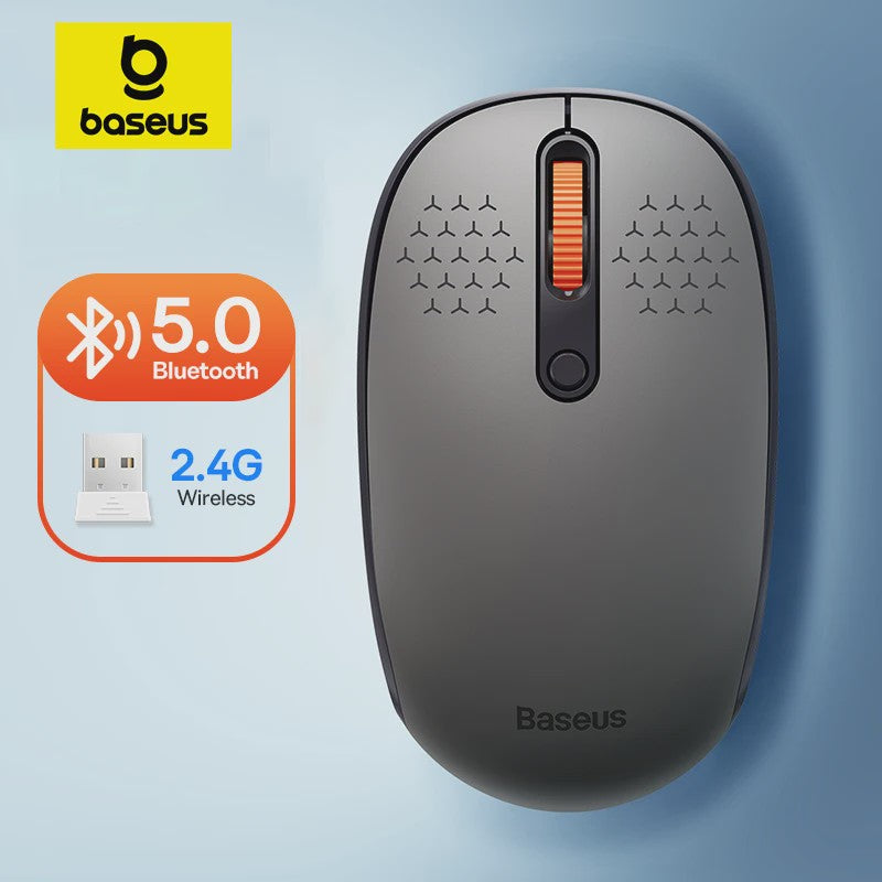 Baseus Draadloze Muis: Bluetooth & 2.4GHz, 1600DPI, Stille Kliks - Perfect voor PC, MacBook & Tablet